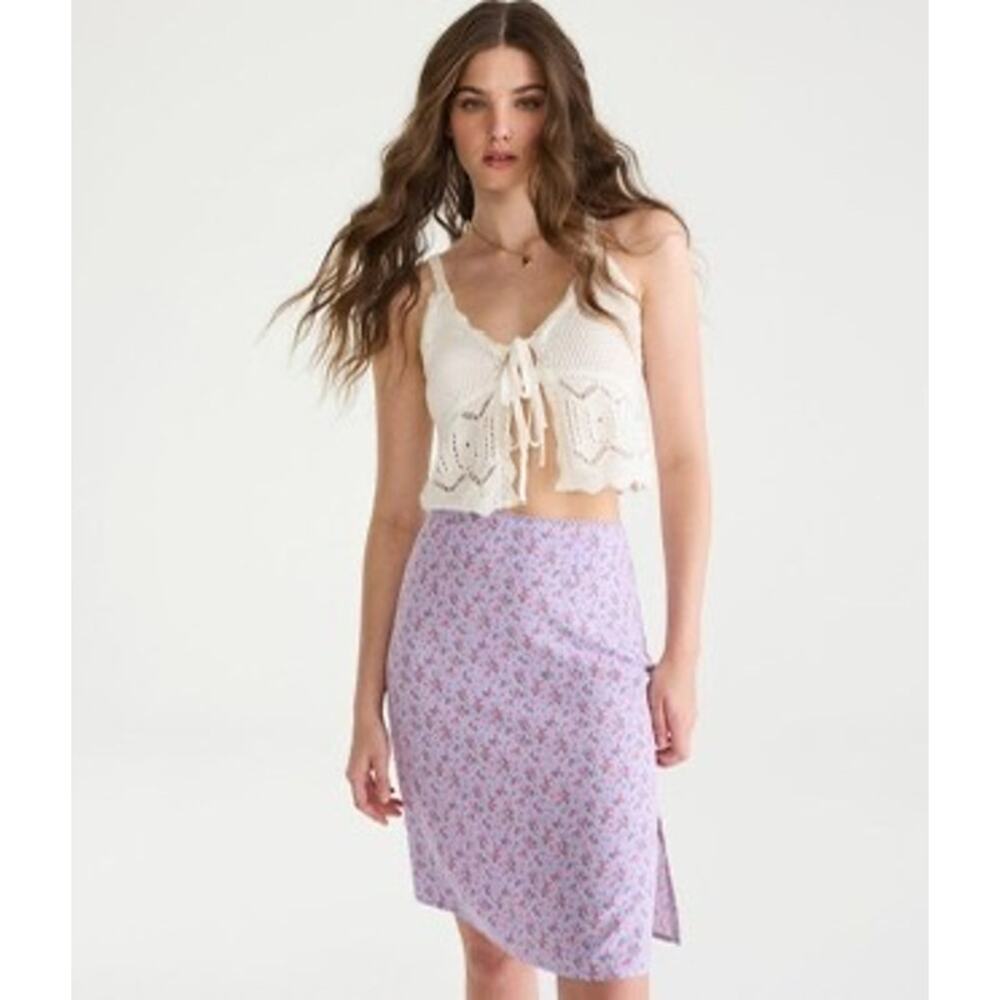Aeropostale Floral High Waisted Slip Skirt Purple Soft Girl Coquette - S